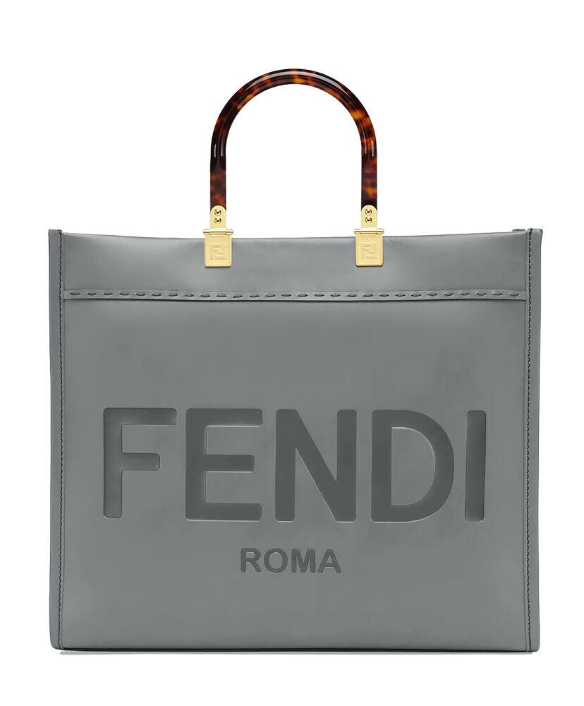 Fendi Sunshine Shopper Leather Handbag 8BH372 Light Grey